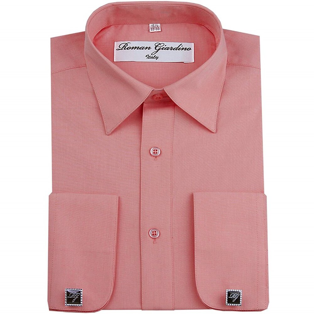 Men's Dress Shirts Convertible Long Sleeve Botton Down Collar - TeaRose